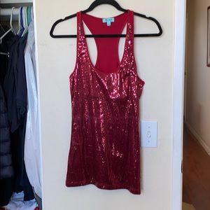 Red, sequin tank top